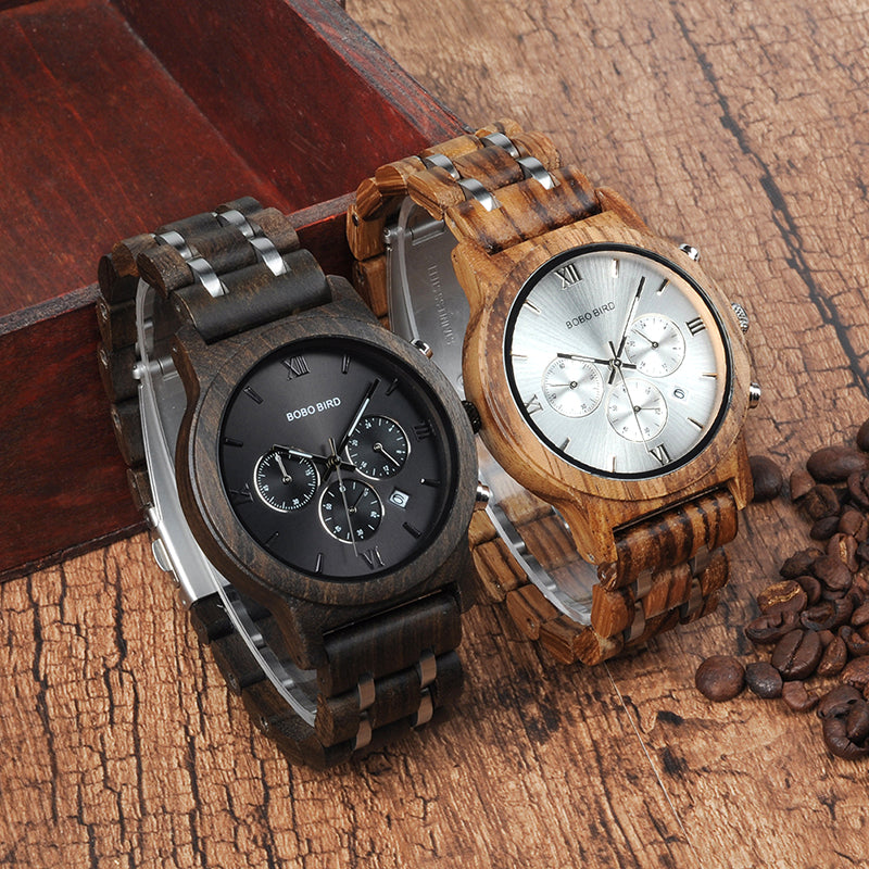 Ebony & Zebrawood Men's Quartz Watches