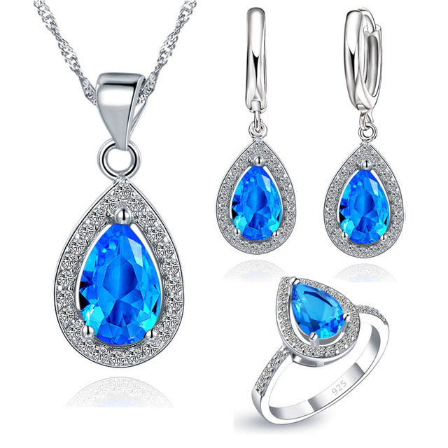 Water Drop Cubic Zirconia Jewelry Sets (925 Sterling Silver)
