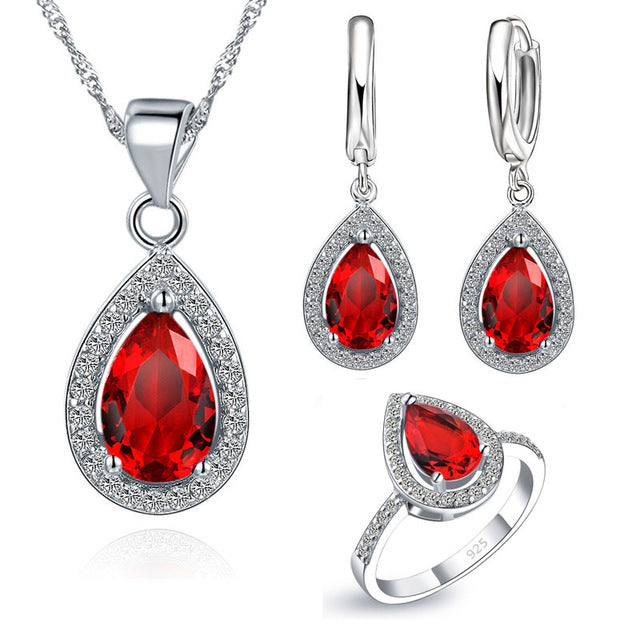 Water Drop Cubic Zirconia Jewelry Sets (925 Sterling Silver)